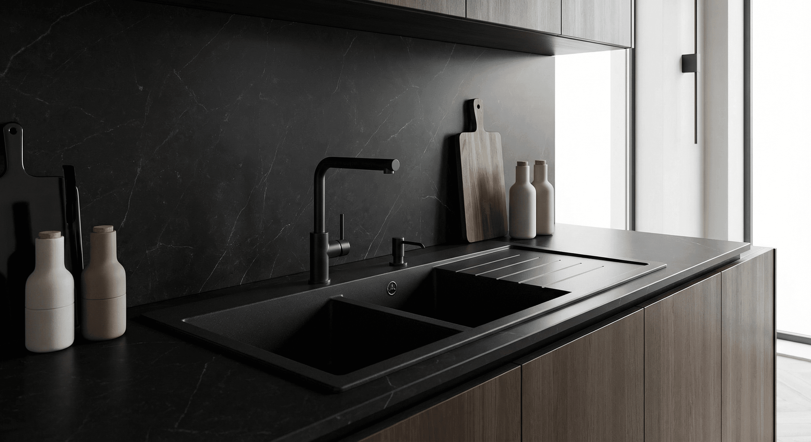 Évier Granit Noir 1.5 Bac